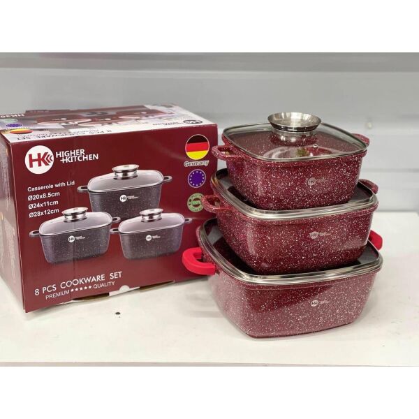

Набор кастрюль Higher Kitchen HK-302 КРАСНЫЕ с гранитным антипригарным покрытием