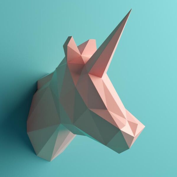 

Наборы для создания 3д фигур Оригами Паперкрафт Бумажная модель Papercraft Голова Единорога Розовый