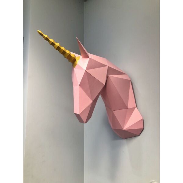 

Наборы для создания 3д фигур Оригами Паперкрафт Бумажная модель Papercraft Единорог Розовый