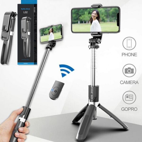 

Селфи палка штатив тренога для телефона Bluetooth с пультом Selfie Stick L02 Чёрный