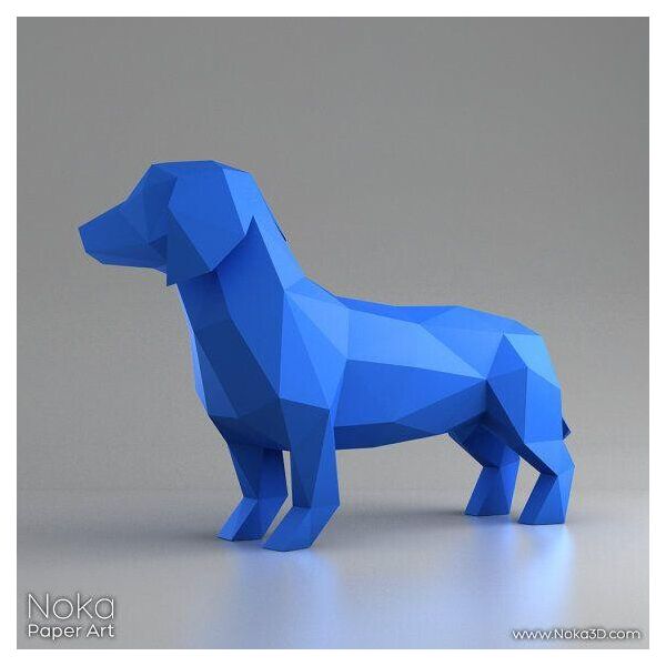 

Наборы для создания 3д фигур Оригами Паперкрафт Бумажная модель Papercraft Такса Синий