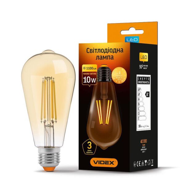 

LED лампа VIDEX Filament ST64FA 10W E27 2200K