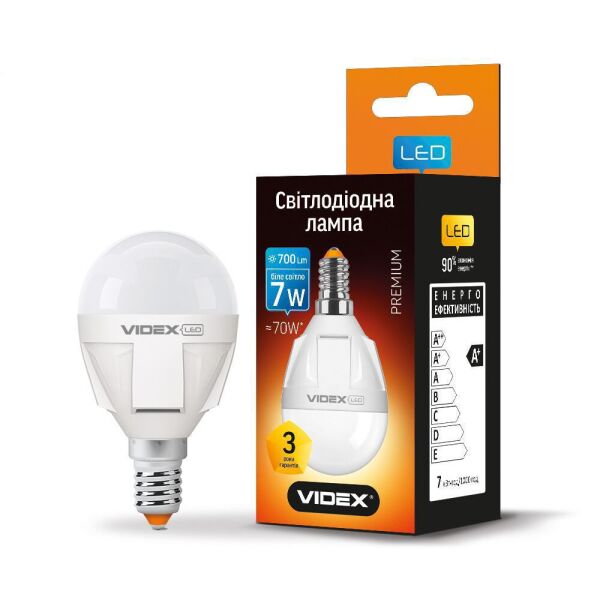 

LED лампа VIDEX PREMIUM G45 7W E14 4100K