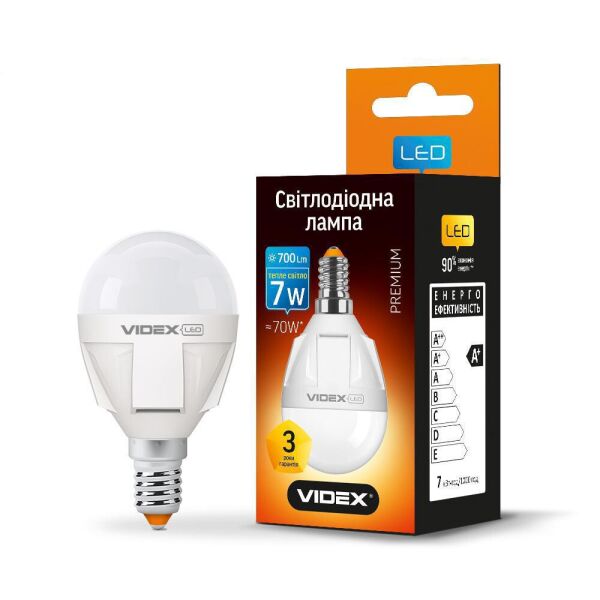 

LED лампа VIDEX PREMIUM G45 7W E14 3000K