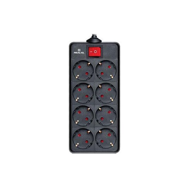 

Сетевой фильтр питания REAL-EL REAL-EL RS-8 PROTECT, 3m, black (EL122300022). 46429