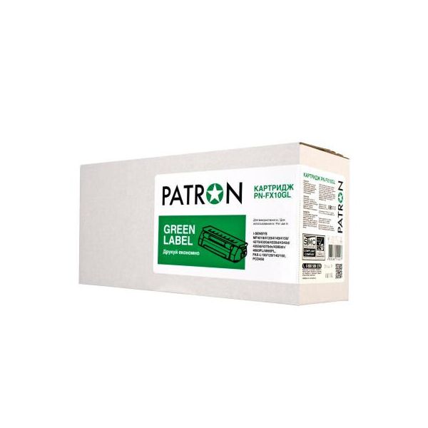 

Картридж Patron CANON FX-10 GREEN Label (для MF4120/ 4140) (PN-FX10GL). 43497