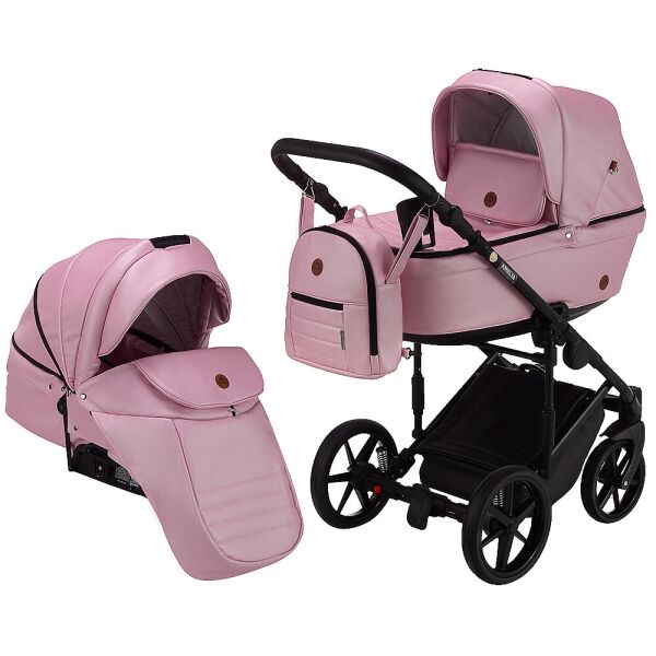 

Коляска 2 в 1 Adamex Amelia кожа 100% SM5 розовый перламутр. 33610