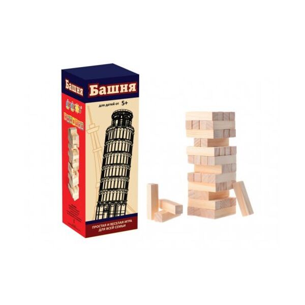 

Настольная игра "Башня", 44 бруска Умняшка. 35802