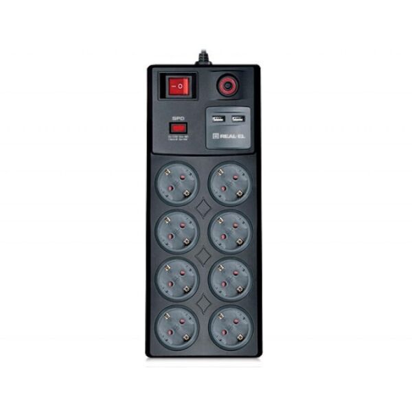 

Сетевой фильтр питания REAL-EL RS-8F USB CHARGE 3m, black (EL122300004). 46430