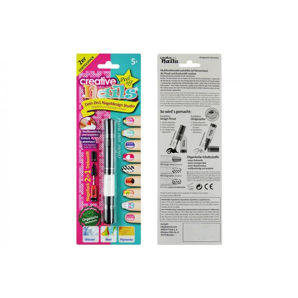 

Детский безопасный лак-карандаш для ногтей Malinos Creative Nails на водной основе (2 цвета чёрний + белый) 30059