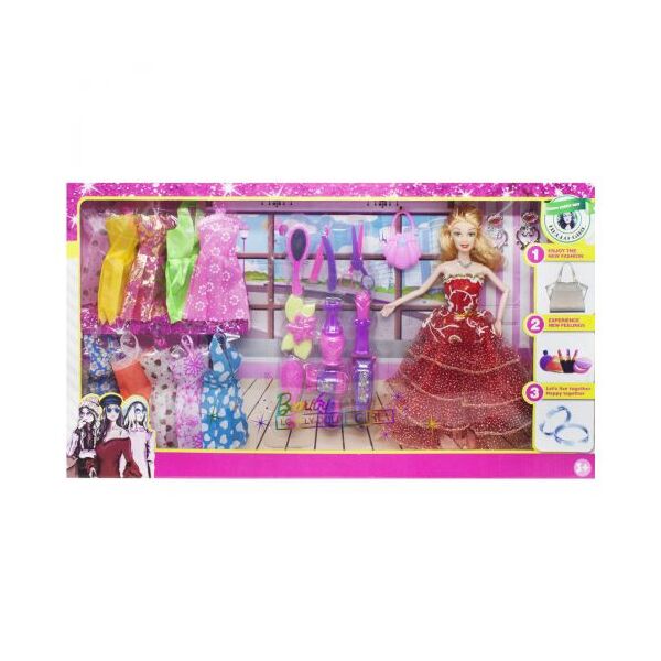 

Кукла с гардеробом, в красном платье JIADIHONG. 38436