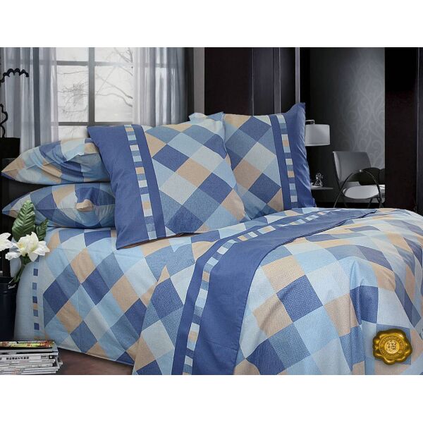 

Комплект постельного белья Еней-Плюс Т0276 голубой, синий Семейный