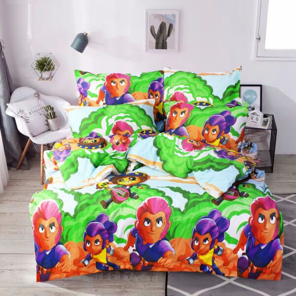 Комплект постельного белья Еней-Плюс Детское постельное белье 1.5 Р0148 зеленый, красный, оранжевый Полуторный