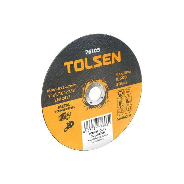 

Диск Tolsen отрезной по металлу/нержавейке 180х1.6*22.2мм (76105)