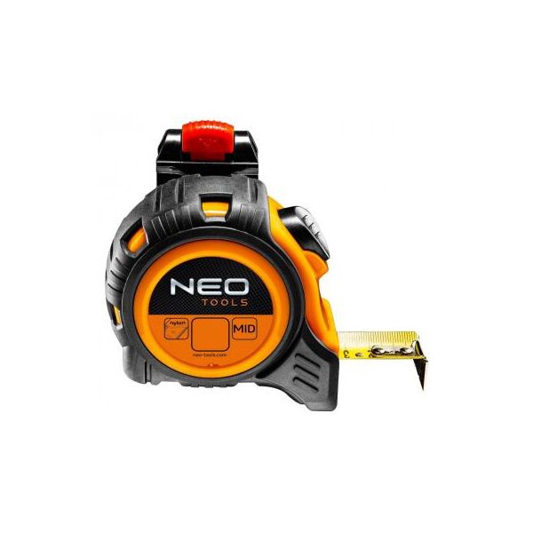 

Рулетка NEO стальная лента, 5 м x 25 мм, фиксатор selflock, защелки (67-205)