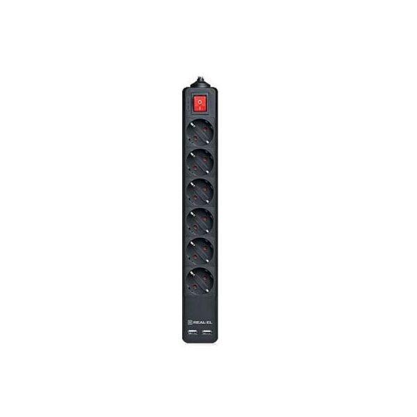 

Сетевой фильтр питания REAL-EL REAL-EL RS-6 PROTECT USB, 1.8m, balck (EL122300016)