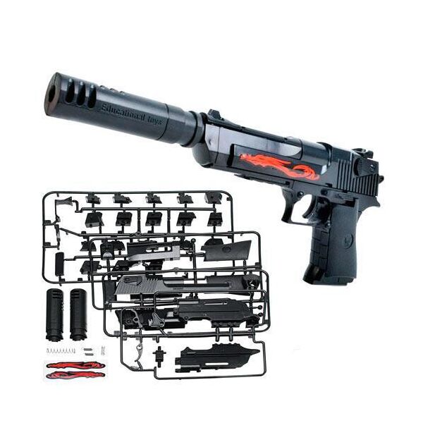 

Конструктор пистолет детский на пульках Desert Eagle с глушителем DIY