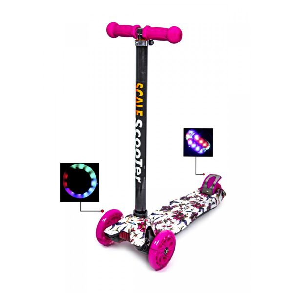 

Детский самокат MAXI Flowers Lily Розовые светящиеся колёса