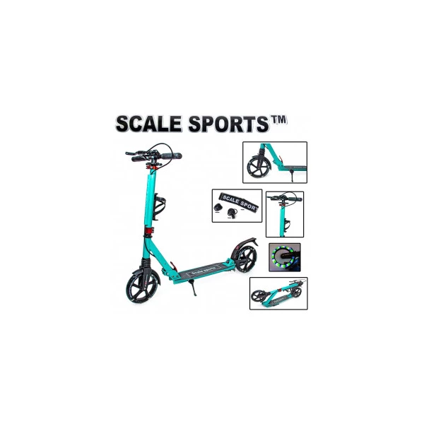 

Детский двухколесный самокат Scale Sports SS-20 со складной конструкцией, ручным тормозом и светящимися колесами, Тиффани (sa-22386)