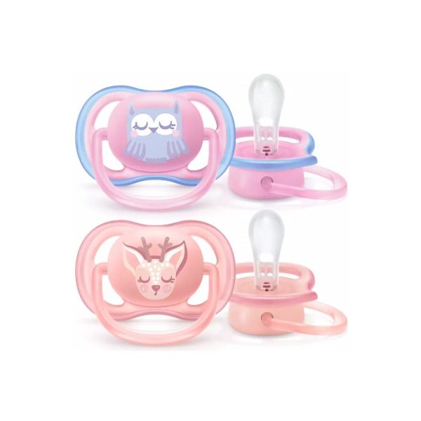 

Пустышка Philips AVENT Ultra Air с декором для девочек, 0-6 мес (SCF085/02)