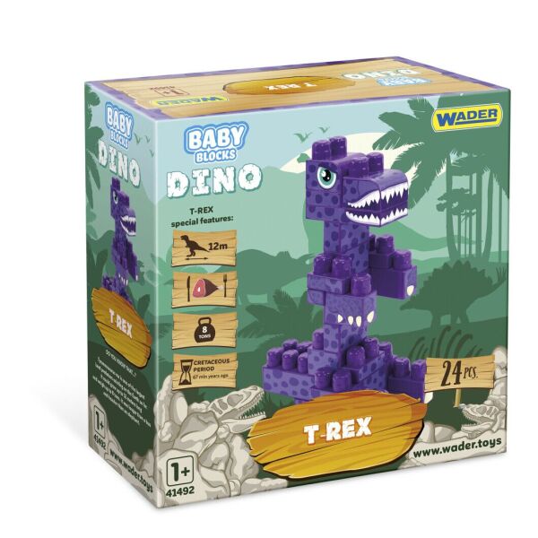 

Конструктор Wader Baby Blocks Дино Т-рекс 24 элемента(41496)