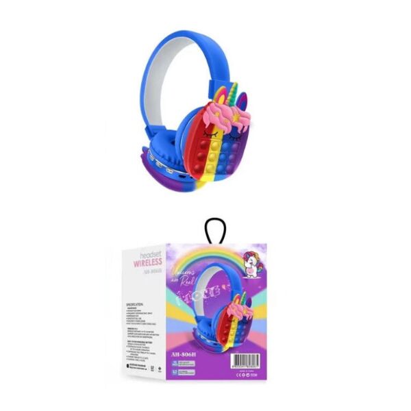 

Наушники беспроводные Rainbow Unicorn Bluetooth, синие, в кор. 19*15*10см