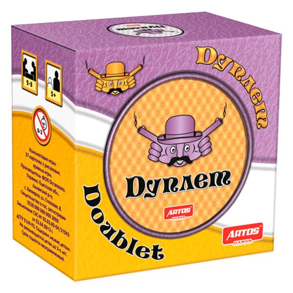 

Игра развив. "Дуплет", в тубе, в кор. 15*15*9см, ARTOS Games, Украина (10шт)