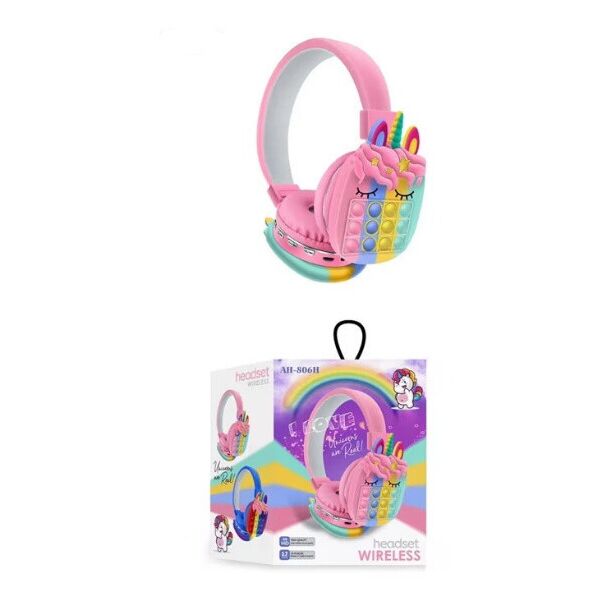 

Наушники беспроводные Rainbow Unicorn Bluetooth, розовые, в кор. 19*15*10см
