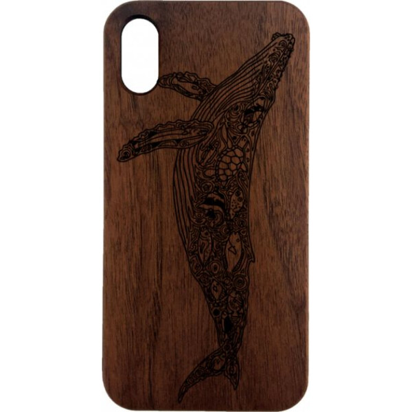 

деревянный SkinWood Американский орех для iPhone XR с дизайнерской гравировкой Кита