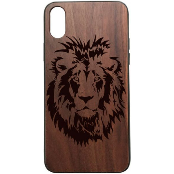 

деревянный SkinWood Американский орех для iPhone XR с дизайнерской гравировкой Льва