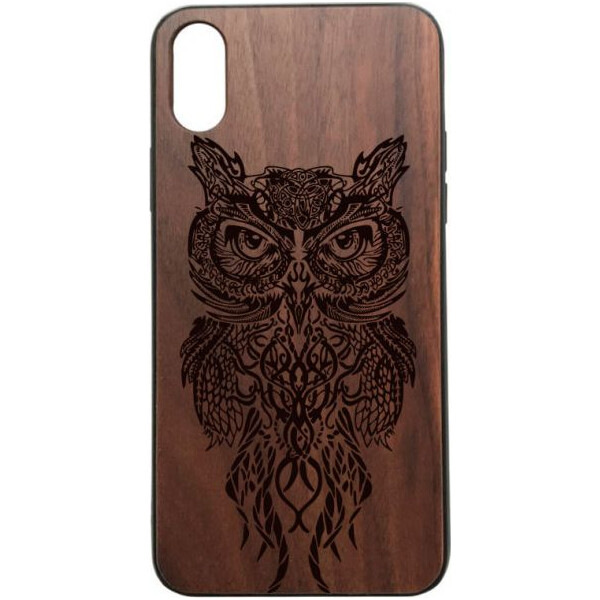 

деревянный SkinWood Американский орех для iPhone XR с дизайнерской гравировкой Совы