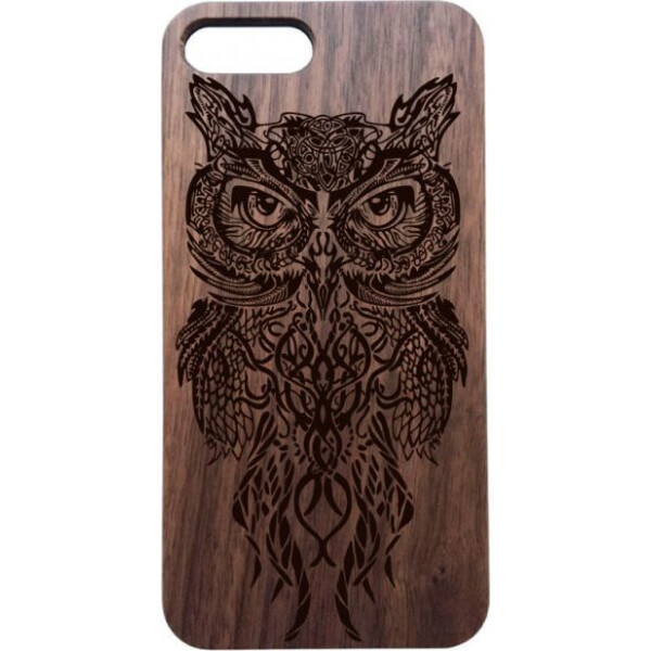 

деревянный SkinWood Американский орех для iPhone 8 Plus с дизайнерской гравировкой Сова