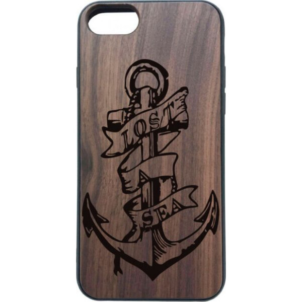 

деревянный SkinWood Американский орех для iPhone 8 с дизайнерской гравировкой Якорь