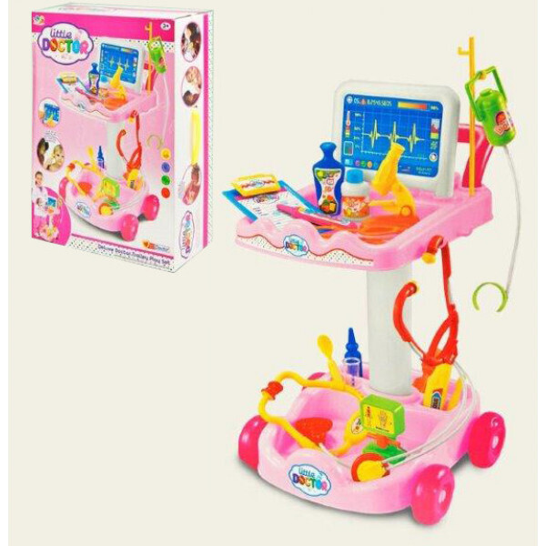 

Игровой набор юного доктора Limo Toy 606-5 с тележкой розовый