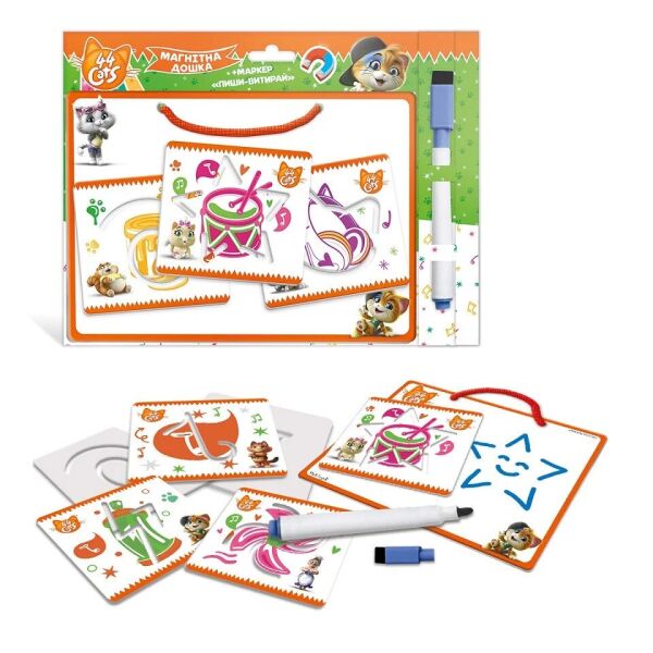 

Развивающая магнитная доска "Пиши-вытирай. 44 Кота" Vladi Toys VT3601-13 с маркером