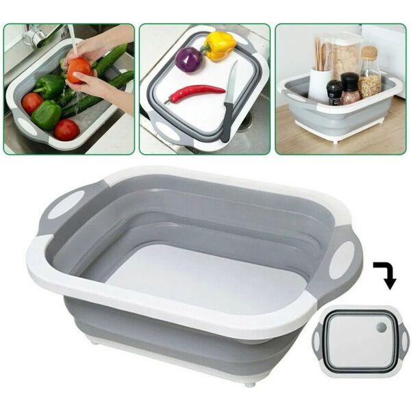 

Складная доска-миска разделочная Chopping Board 2 в 1 для нарезки сушки и мытья /серый+белый (2762)
