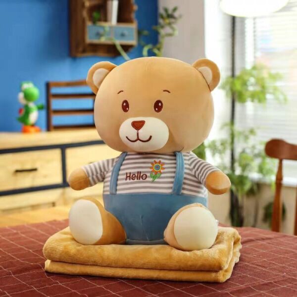 

Мягкая и удобная плед подушка игрушка 3в1 плюшевый мишка микрофибра коричневый (8110)