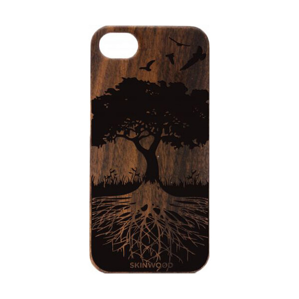 

деревянный SkinWood Американский орех для iPhone 5/5S/SE с дизайнерской гравировкой Дерево жизни