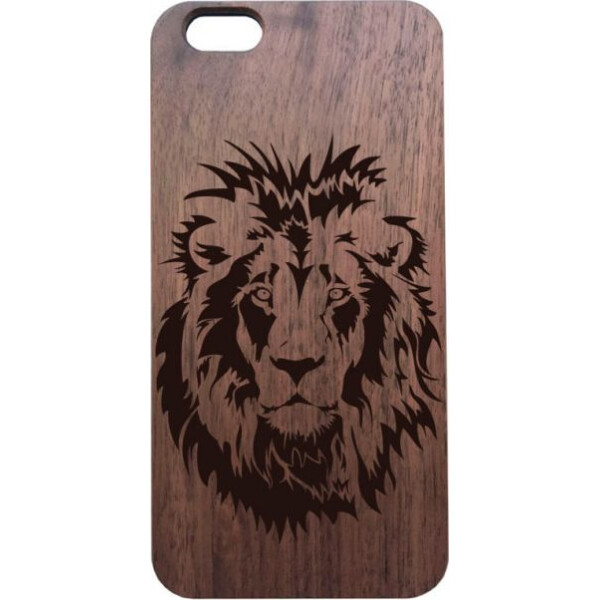 

деревянный SkinWood Американский орех для iPhone 6 Plus с дизайнерской гравировкой Лев