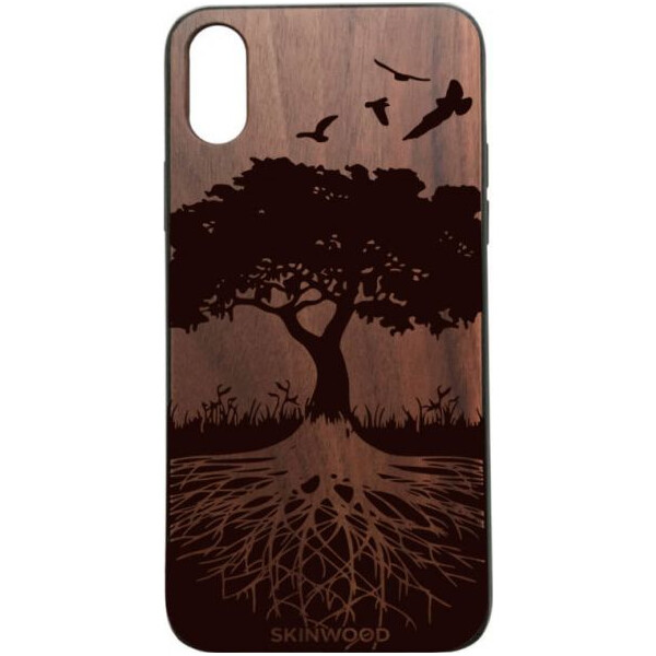 

деревянный SkinWood Американский орех для iPhone X с дизайнерской гравировкой Дерева жизни