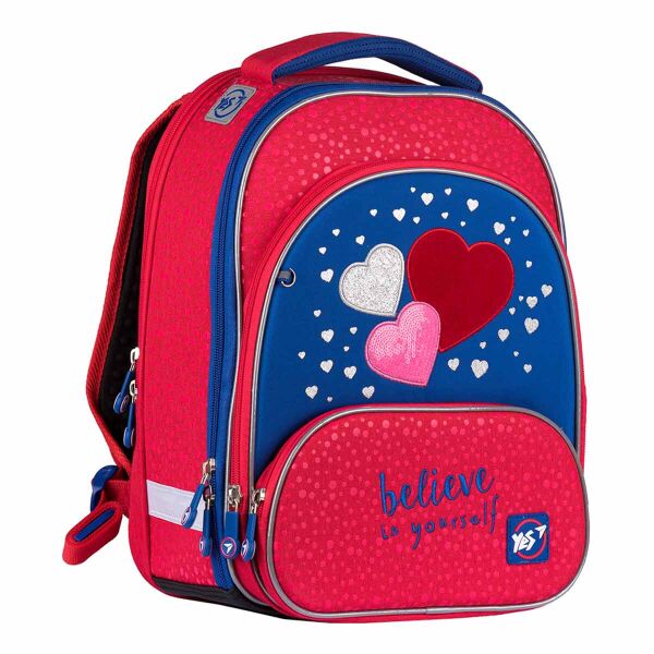 

Рюкзак школьный YES Juno Ultra Heart beat S-30 20 л 36 × 27 × 17 см малиновый с синим (555479)