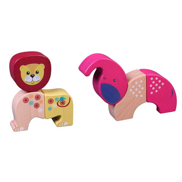 

Деревянная игрушка-конструктор Wumba Слон и Лев 2 фигурки (90004)