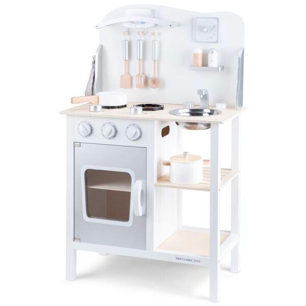

Детская кухня New Classic Toys Bon Appetit бело-серебристая 55 × 30 × 89 см (11053)