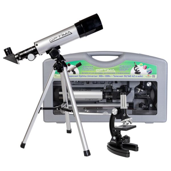 

Микроскоп Optima Universer 300x-1200x + Телескоп 50/360 AZ в кейсе (MBTR-Uni-01-103)
