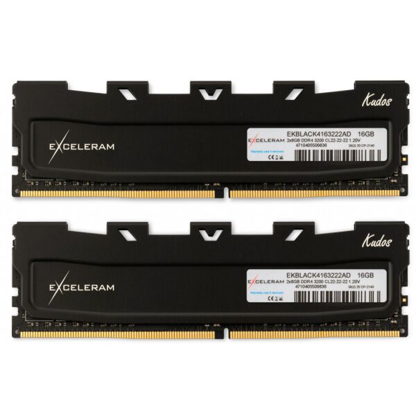 

Модуль памяти для компьютера DDR4 16GB (2x8GB) 3200 MHz Black Kudos eXceleram (EKBLACK4163222AD)