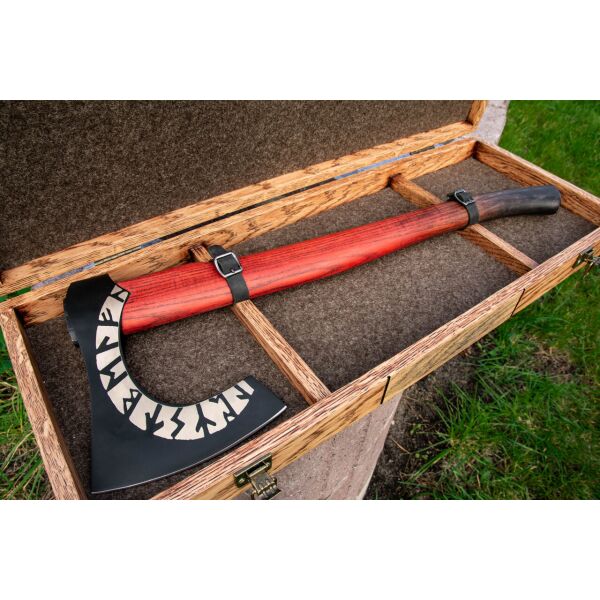 

Топор викингов. Кованый стальной топор с гравировкой, Северный резной топор, средневековый томагавк викингов.