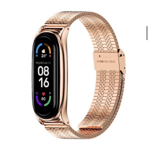 

Металлический ремешок MiJobs для Mi Band 5 золотистый плетня