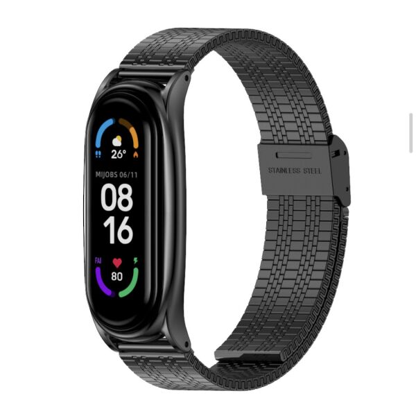 

Металлический ремешок MiJobs для Mi Band 3 черный плетня