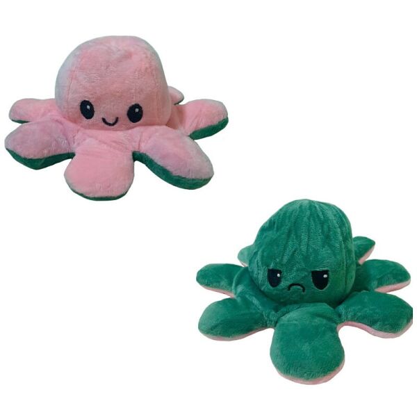 

Игрушка мягкая осьминог двухсторонний OCTOPUS 7931, зелено-розовая