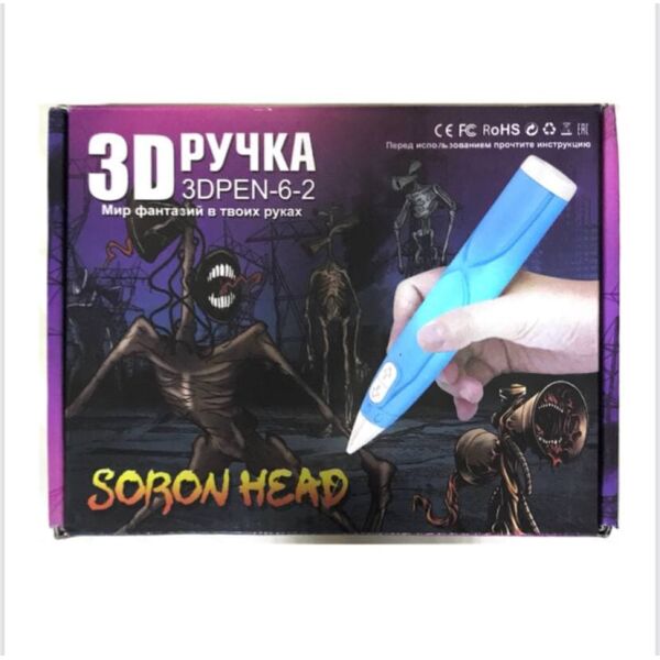 

3D Ручка Soron Head для рисования объемных моделей из пластика 3D Pen (Синяя)